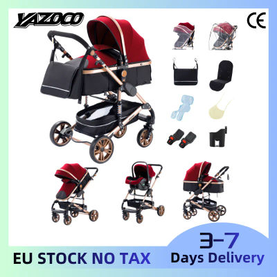 Cochecito funcional pulido 3 en 1 para bebés, módulo de asiento reversible, chasis con altura elevada para una mejor visibilidad, sistema de plegado en un solo paso sin esfuerzo, sistema de acolchado