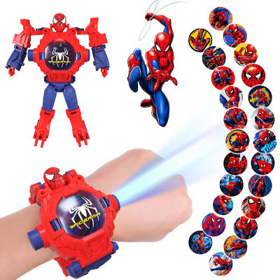 Relojes para niños Spiderman 24 patrones de proyección juguetes para niño Robot de deformación proyección reloj electrónico niños regalo de Navidad