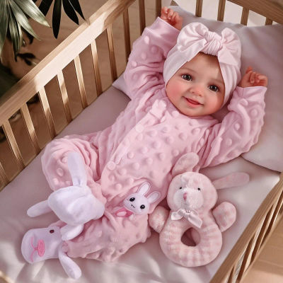 Muñeca Reborn Baby Sunny de 17 pulgadas – Recién nacido poseable de vinilo suave realista con cara sonriente y accesorios, regalo para niños A