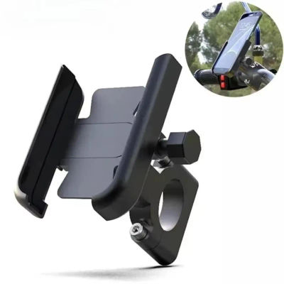 Soporte de teléfono de aluminio para motocicleta, soporte de montaje para teléfono de bicicleta, soporte Universal para teléfono de motocicleta de aleación de aluminio con rotación de 360 grados