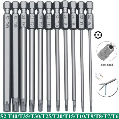 Juego de 11 Puntas Torx de Seguridad T6-T40, Acero S2, Magnéticas, para Destornillador Estrella, para Aspiradora Shark, 50/100mm