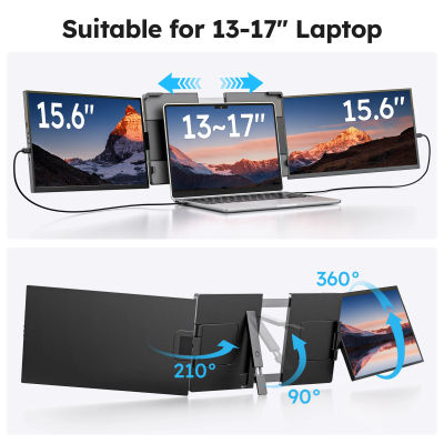 Extensor de pantalla Triple de 15,6 pulgadas para ordenador portátil Mini PC 1080 FHD IPS extensión externa Monitor Dual portátil para MAC Windows Chrome