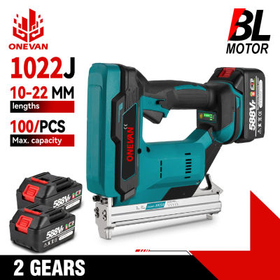ONEVAN-pistola de clavos eléctrica sin escobillas, grapadora inalámbrica 1022J, clavadora de marco, herramienta eléctrica para muebles para Pin de batería Makita de 18V