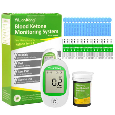 Kit de medidor de cetonas en sangre para pruebas de dieta Keto - Kit completo de prueba de cetonas con monitor de cetonas y 15 tiras Keto, dispositivo de lanzamiento