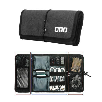 Bolsa organizadora electrónica para cables, cargador de cables de viaje, accesorios para teléfono, bolsa organizadora enrollable, Estuche de transporte tecnológico para cables USB