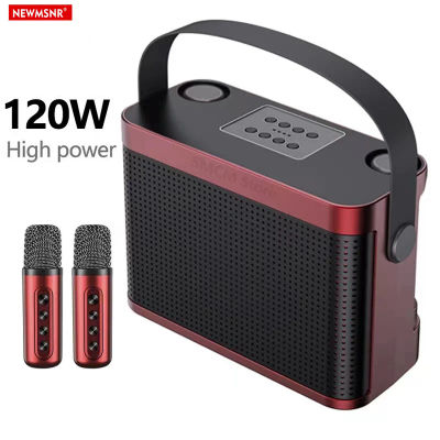 Potente Altavoz Bluetooth inalámbrico portátil de 120W con 2 micrófonos sonido envolvente bajo fiesta familiar Karaoke Subwoofer Boombox