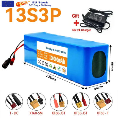 Paquete de batería de iones de litio 13S3P 48V 100000mAh 100Ah 1000W con BMS + cargador de 54,6V