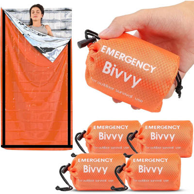 Saco de dormir de emergencia, manta térmica de Mylar, saco de supervivencia ligero, impermeable, refugio portátil para acampar y hacer senderismo