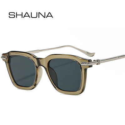 SHAUNA Gafas de sol cuadradas retro para mujer, gafas de sol UV400, montura de lentes transparentes a la moda, gafas para hombre