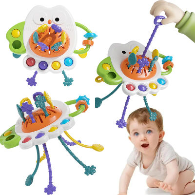Juguetes de desarrollo sensorial Montessori para bebés, cuerda de tracción de búho, agarre para dedos, entrenamiento, juguetes educativos de Aprendizaje Temprano para bebés de 10 meses +