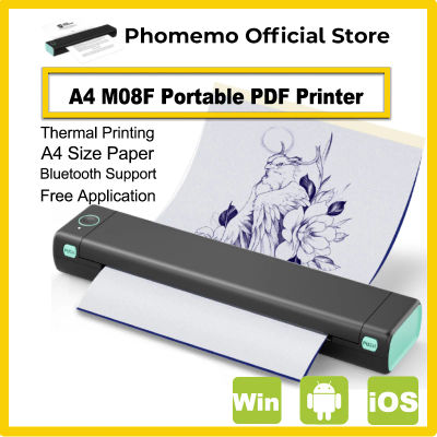 Phomemo M08F Impresora térmica inalámbrica A4 Bluetooth, fabricante de etiquetas portátil para envío en el hogar y la oficina, Compatible con iOS Android PC