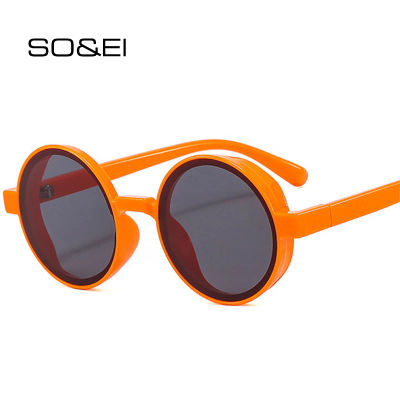 SO & EI Ins gafas de sol redondas de moda Popular para mujer Retro Punk tendencia amarillo naranja gafas de sol hombres tonos UV400