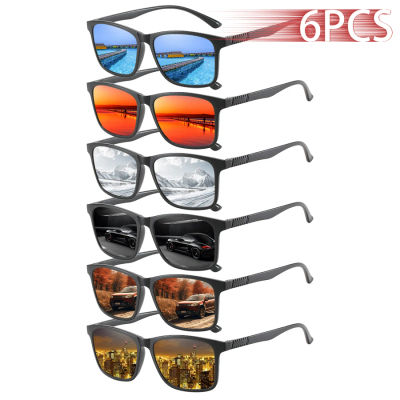 6 Pares de Gafas de Sol Cuadradas Vintage a Cuadros, para Hombre y Mujer, para Pesca y Conducción, de Marca de Lujo, Diseño Retro