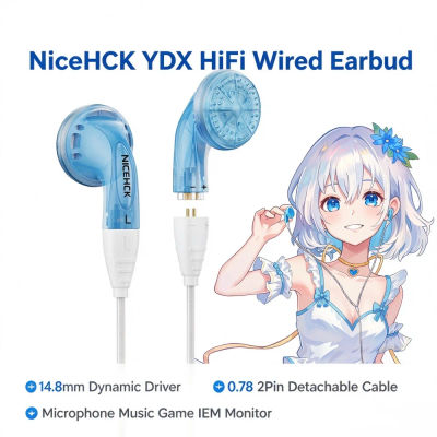 NiceHCK YDX auricular con cable HiFi 14,8mm controlador dinámico auricular intrauditivo Monitor 0,78 2 pines Cable desmontable micrófono música juego IEM
