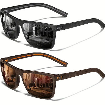 Gafas de Sol Polarizadas Cuadradas para Hombre y Mujer, Montura Ligera