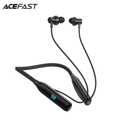 ACEFAST N4 auriculares inalámbricos con banda para el cuello de silicona con pantalla Digital LED Bluetooth 5,3 música deportes auriculares internos batería de 800mAh