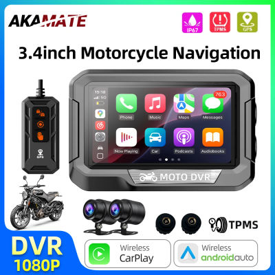 Monitor de navegación para motocicleta de 3,4 pulgadas CarPlay Android Auto Bluetooth impermeable portátil HD pantalla Digital Motor pantalla CPS