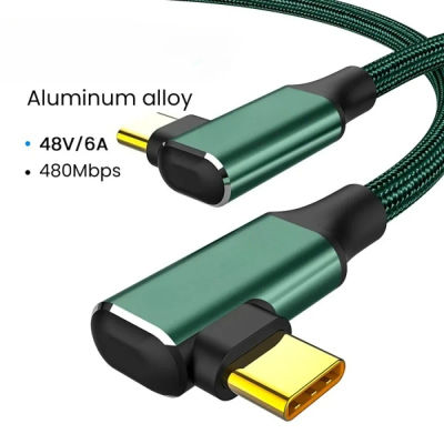 Cable tipo C con conector en ángulo de 90 grados, cargador de teléfono con carga rápida PD, cable de datos para Samsung S24, Xiaomi, Huawei, cable USB tipo C de carga rápida.