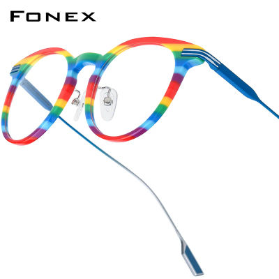 Montura de gafas FONEX de acetato de titanio para mujer, nuevo diseño de marca, gafas redondas Retro Vintage para hombre, gafas japonesas 85891
