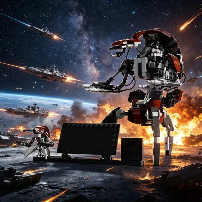 583 Piezas, Nave Espacial de ConFLICTO Interstellar, Robot de Destructión, Droideka 75381, Bloques de Construcción, Juguetes de Modelo, Regalos de Cumpleaños