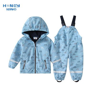 Conjuntos de ropa para niños HONEYKING, traje impermeable, overol para bebés, pantalones, mono para niños, conjunto de chaqueta y pantalones