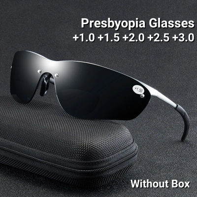 Gafas de sol bifocales a la moda para hombre, gafas de lectura de doble uso, montura plateada con resorte, gafas deportivas + 100 + 150 + 200 + 250 + 300