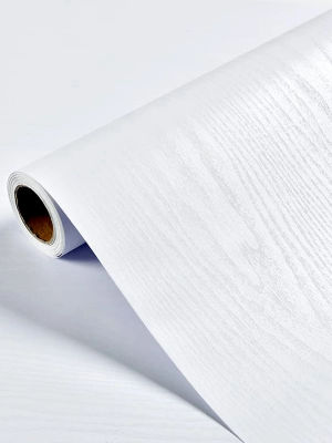 Papel tapiz autoadhesivo impermeable y extraíble para renovación de muebles, decoración de grano de madera blanca de vinilo de 30cm/40cm/50cm