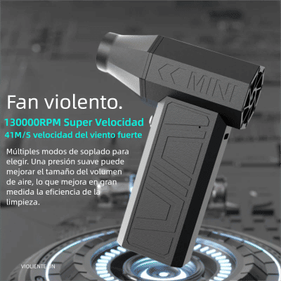 Ventilador violento de 130000RPM, potente soplador de aire, aspirador de polvo, carga tipo C, vientos fuertes, soplador de chorro Turbo sin escobillas de 41 m/s ﻿