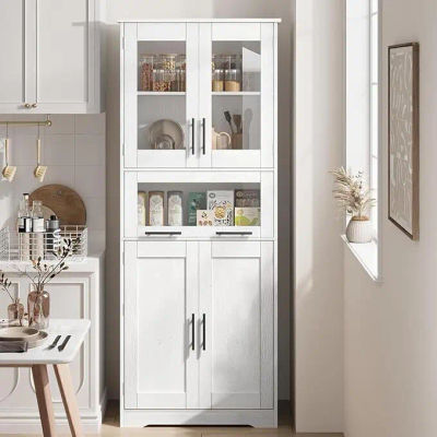 Mueble de Baño de 170 cm - Mueble de Baño Alto con Puertas y Estante Ajustable, Mueble de Baño Blanco Delgado con 5 Compartimentos para Baño, Sala de Estar, Cocina (60 * 30 * 170 CM)