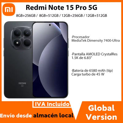 Versión Global Redmi Note 15 Pro 5G Dimensity 7400-Ultra Smartphone, Batería de 6580mAh con Carga Rápida de 45W, Cámara Principal de 200MP con OIS, Teléfono Celular Xiaomi