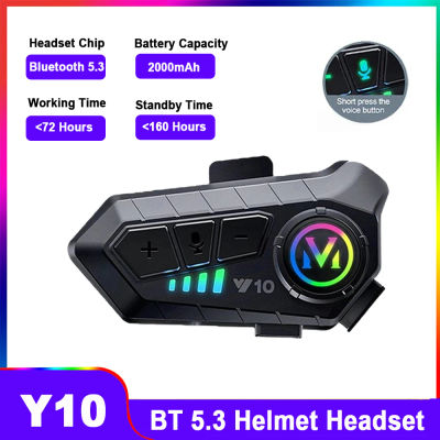 Auriculares Y10 para casco de motocicleta, inalámbricos por Bluetooth 5,3, auriculares con Control de voz, llamada con manos libres, reproductor MP3, Kit de altavoces