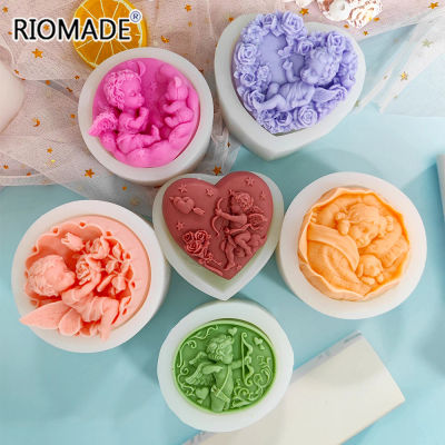 Cupido Ángel bebé DIY hecho a mano molde de jabón de silicona flor Hada vela adorno de yeso muebles para el hogar herramientas de decoración