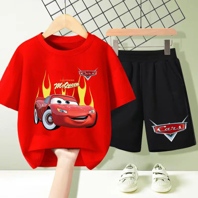 Nuevos conjuntos de ropa de verano de algodón para bebés, con diseño de Rayo McQueen, pijamas de dibujos animados Kawaii, ropa de ocio para el hogar, regalo 2026
