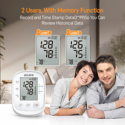 Aicare-monitor de presión arterial Digital médico, medidor automático de brazo superior PR, monitores BP portátiles ajustables con puño grande para uso doméstico