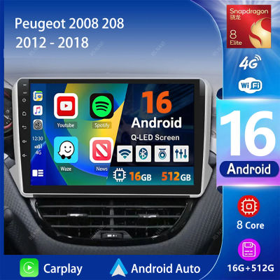 Radio Android Para Peugeot 208 2008 2012-2018 DAB+ CarPlay Inalámbrico Android Auto Bluetooth Navegación GPS Pantalla HD Comando