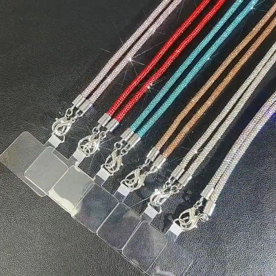 Cordón de teléfono de diamantes de imitación de cristal de lujo, brillante, Bling, cuerda antipérdida, cordón colgante, accesorios para teléfono
