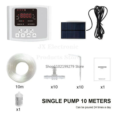 Kit de Riego Automático Solar con Bomba de Agua Doble, Controlador Inteligente de Riego, Sistema de Riego Automático para Jardín, Balcón, Plantas en Maceta y Cultivo de Flores en el Hogar