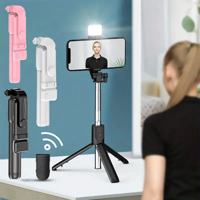 Palo de Selfie inalámbrico, soporte para teléfono, Mini trípode retráctil multifuncional de 74cm con luz LED para Selfie y obturador remoto Bluetooth