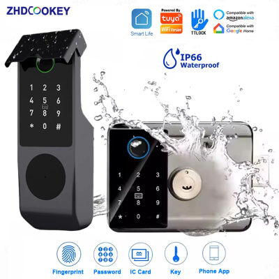 Cerradura Inteligente WiFi Tuya Impermeable, Huella Dactilar, Tarjeta RFID, Contraseña, Control Remoto por Aplicación, TTLock, Bluetooth, Entrada Electrónica, Cerradura de Borde