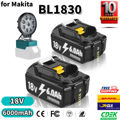 Batería de Repuesto para Makita de 18V BL1830, 6000mAh, Compatible con BL1850, BL1840, BL1860, Batería Recargable de 18V con Cargador Individual de 4A/Doble de 6A