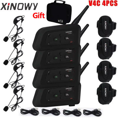 XiNOWy 4 Uds V4C árbitro auriculares Bluetooth intercomunicador Full Duplex 1200M fútbol gancho para la oreja auricular interfono con bolso