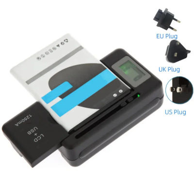 Cargador de batería móvil pantalla indicadora LCD Universal puerto USB para cargadores de teléfono móvil carga de batería de 32-55mm enchufe de EE. UU. UE