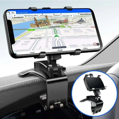 Soporte Universal para Teléfono Móvil con Rotación de 360 Grados para el Tablero del Automóvil, Clip para el Tablero, Soporte para GPS, Soporte para Teléfono