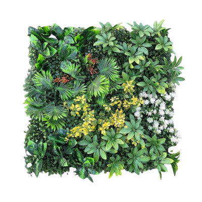 Panel de Pared de Plantas Artificiales, Césped Artificial de Plástico, Decoración para Centros Comerciales, Tiendas, Fondo de Escaparate, Paisaje de Plantas Verdes, 50x50cm