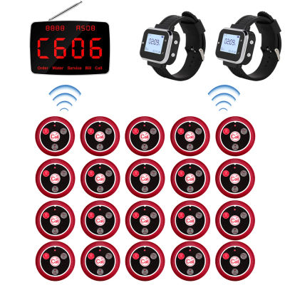 JINGLE BELLS 20 Botones de llamada de mesa 1 Monitor de pantalla 2 Receptores de reloj para restaurante, hotel, sistema de llamadas de camarero inalámbrico