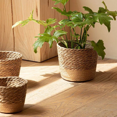 Maceta de mimbre tejida a mano, cesta de mimbre para flores y plantas, cesta de almacenamiento para jardín