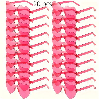 Gafas de sol rosas en forma de corazón de 10/20 piezas: accesorios de construcción de fiestas y equipos, imprescindibles para que las chicas dulces para crear una atmósfera fotográfica