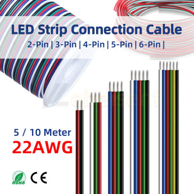 Cable alargador colorido 5/10M 22AWG 2-6Pin para tira LED 3528 5050 RGB RGBW CCT, cable conexión bricolaje iluminación mueble cocina armario accesorio tira de luz LED
