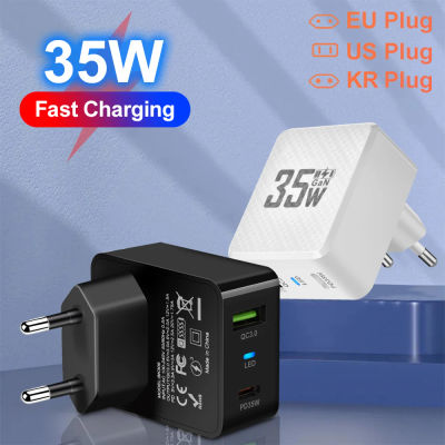 Cargador rápido GaN USB tipo C para tableta, adaptador de carga para Iphone 15, Xiaomi Poco F5, 35W, QC3.0, PD3.0