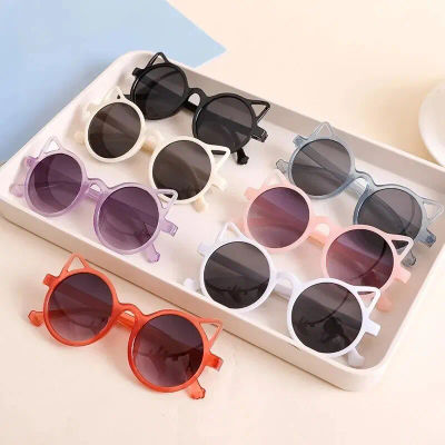 Gafas de sol con orejas de dibujos animados de animales para niños y niñas, protección solar para exteriores, gafas de sol Vintage encantadoras, protección clásica para niños